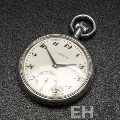 Vintage 'Unicorn' Swiss 15 Jewel Incabloc Pocket Watch - Circa 1950's