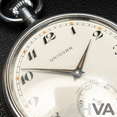 Vintage 'Unicorn' Swiss 15 Jewel Incabloc Pocket Watch - Circa 1950's