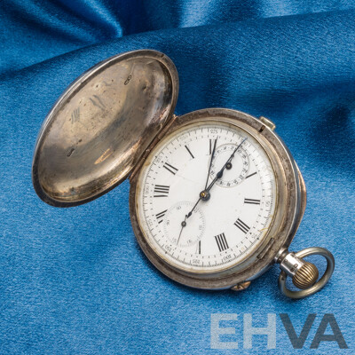 Vintage 1880's Silver & Gold Chronograph Pocket Watch - 122.4gms