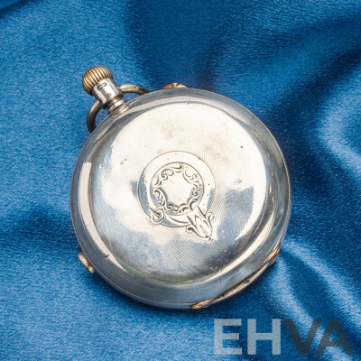 Vintage 1880's Silver & Gold Chronograph Pocket Watch - 122.4gms