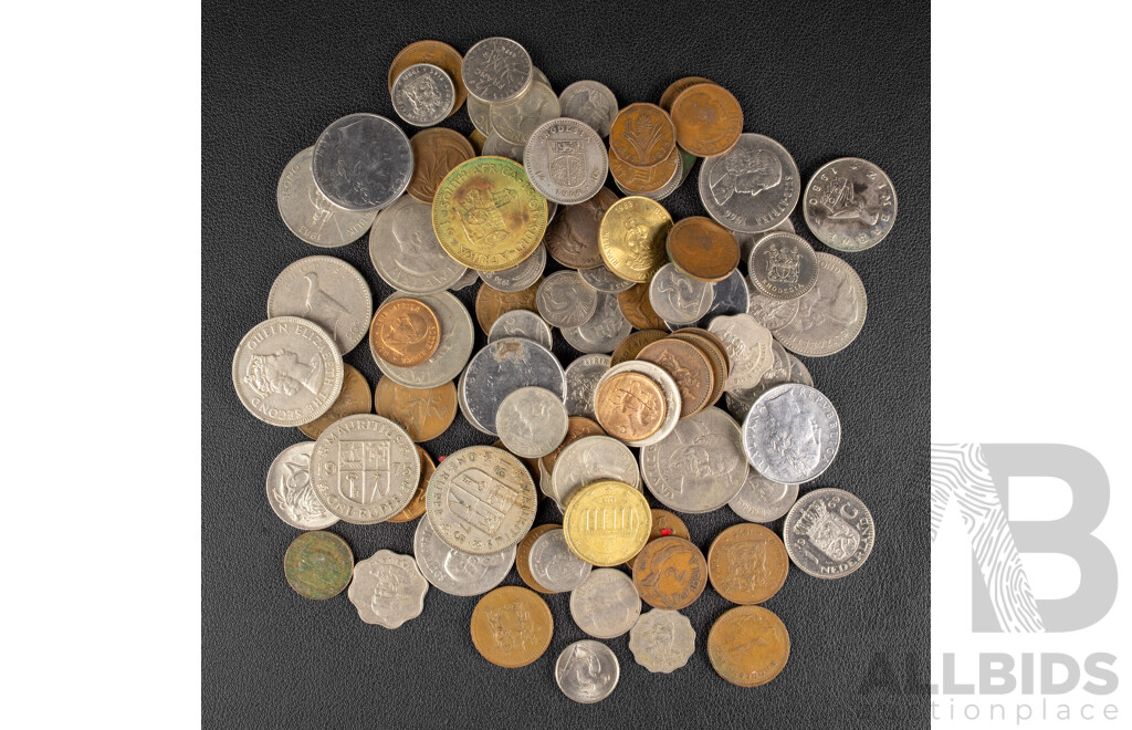 Collection of Mostly Vintage African Coins Including Rhodesia, Swaziland, Malawi, Mauritius