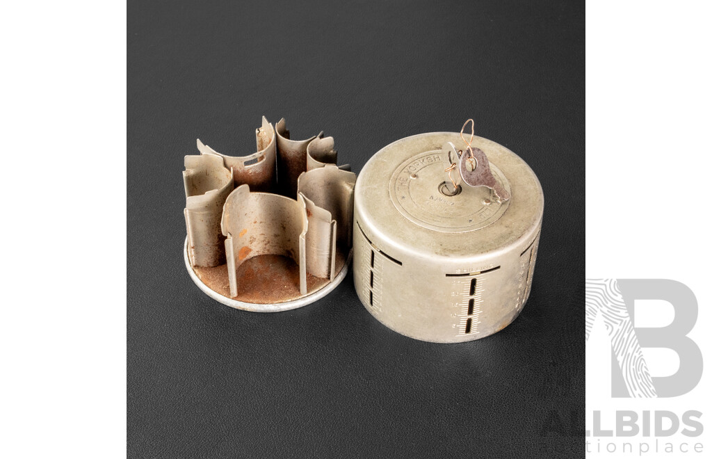 The Yorkshire Penny Bank Ltd Cylindrical Steel Money Box, Circa 1920's
