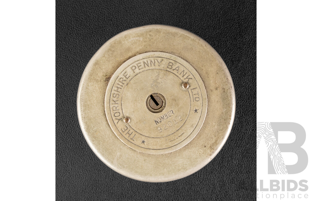 The Yorkshire Penny Bank Ltd Cylindrical Steel Money Box, Circa 1920's