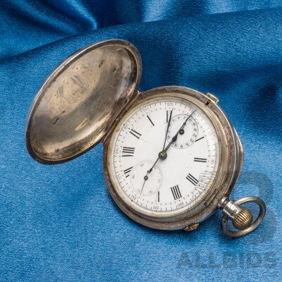 Vintage 1880's Silver & Gold Chronograph Pocket Watch - 122.4gms