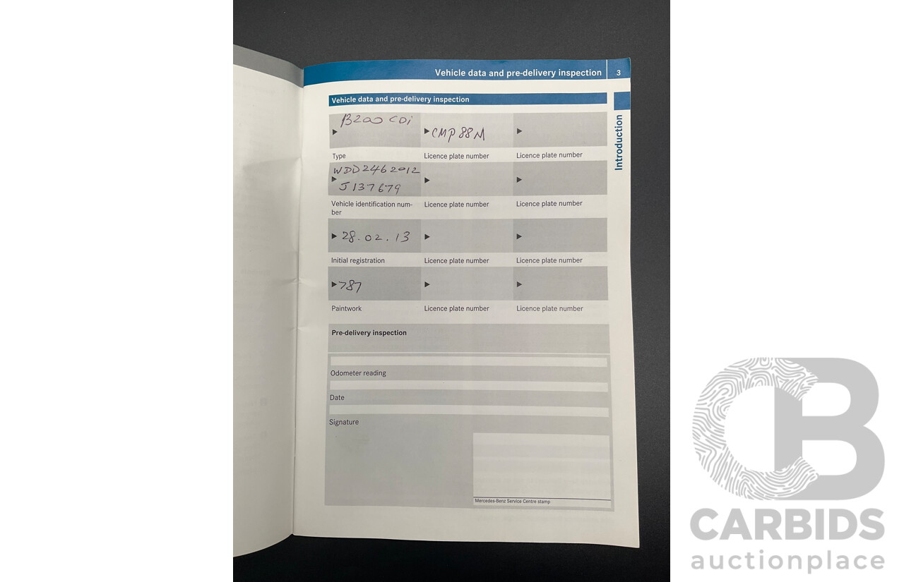 2/2013 Mercedes-Benz B200 CDI BE 246 MY13 5d Hatchback Mountain Grey Metallic Turbo Diesel 1.8L