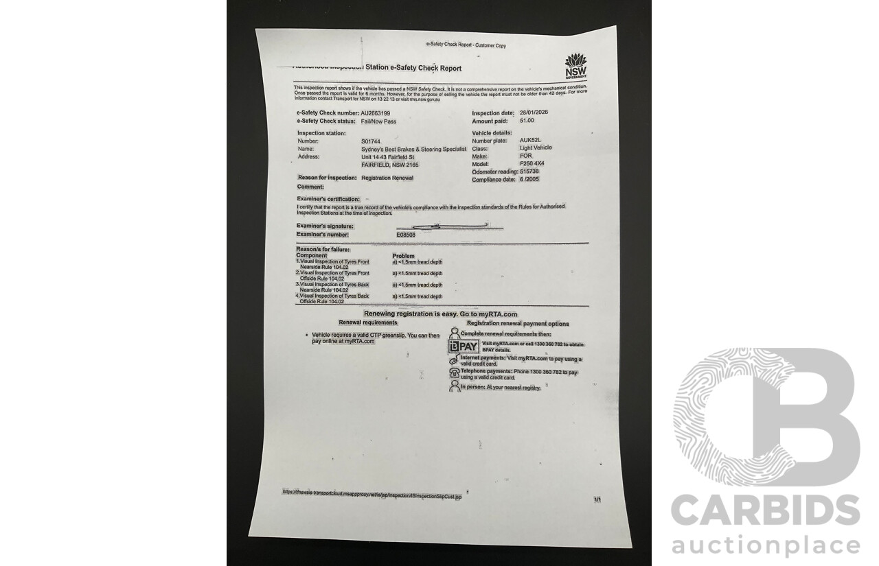 7/2005 Ford F250 XLT (4x4) RN Crew Cab P/Up Ebony Black Turbo Diesel Powerstroke V8 7.3L