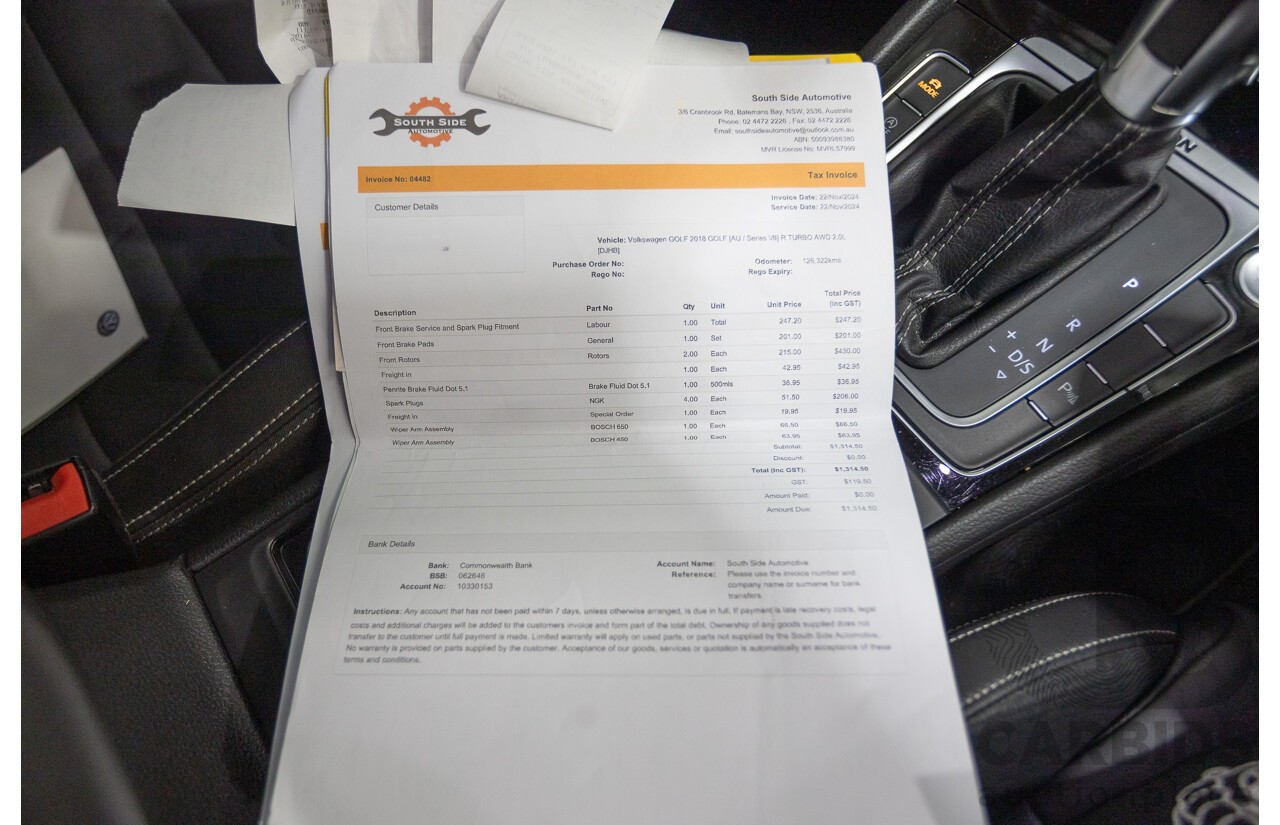 1/2018 Volkswagen Golf R Wolfsburg Edition (AWD) AU MY7.5 5D Hatchback Oryx White Pearl Turbo 2.0L