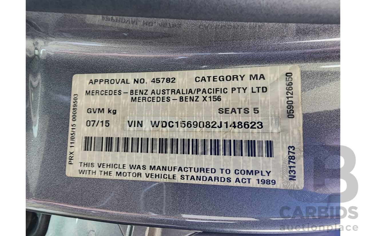 7/2015 Mercedes-Benz GLA 200 CDI X156 MY15 4d Wagon Grey 2.1L