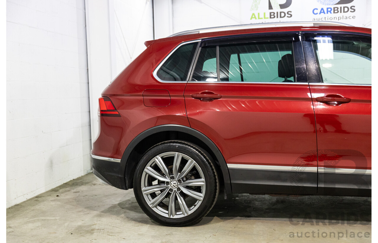 02/2018 Volkswagen Tiguan 162 TSI Sportline (AWD) 5NA MY18 4d Wagon Ruby Red Metallic Turbo 2.0L