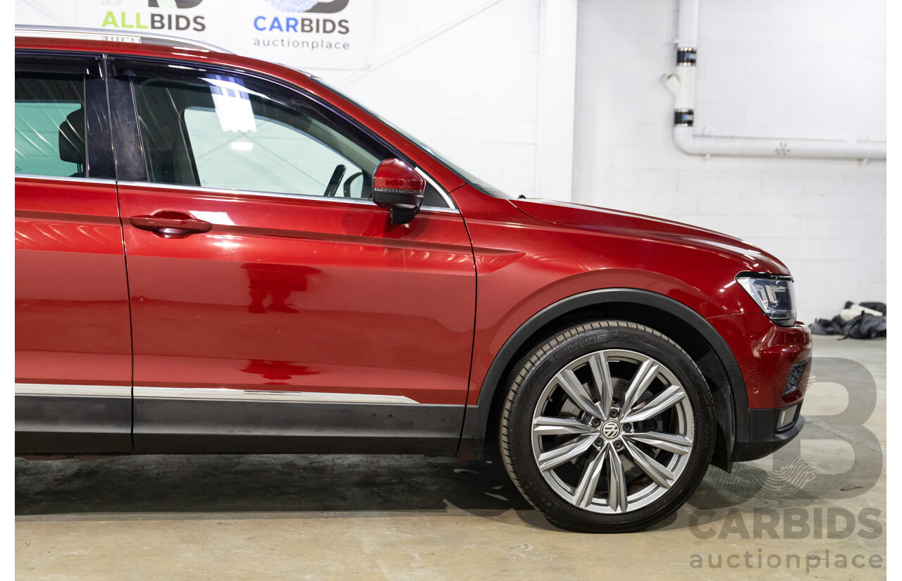 02/2018 Volkswagen Tiguan 162 TSI Sportline (AWD) 5NA MY18 4d Wagon Ruby Red Metallic Turbo 2.0L