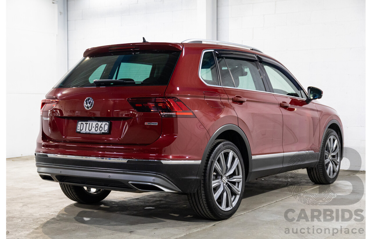 02/2018 Volkswagen Tiguan 162 TSI Sportline (AWD) 5NA MY18 4d Wagon Ruby Red Metallic Turbo 2.0L