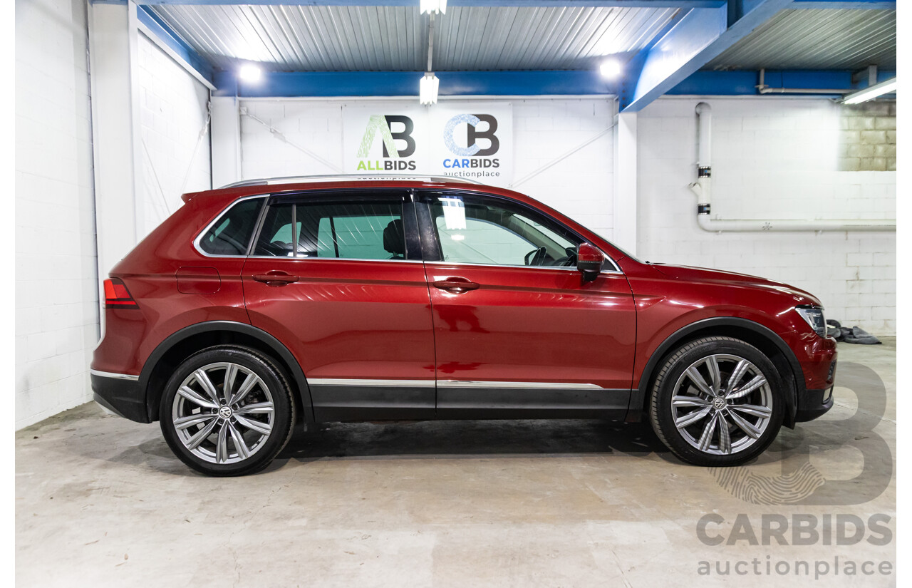 02/2018 Volkswagen Tiguan 162 TSI Sportline (AWD) 5NA MY18 4d Wagon Ruby Red Metallic Turbo 2.0L