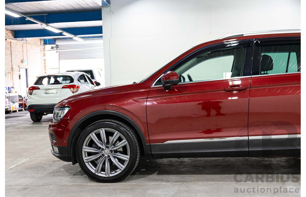 02/2018 Volkswagen Tiguan 162 TSI Sportline (AWD) 5NA MY18 4d Wagon Ruby Red Metallic Turbo 2.0L