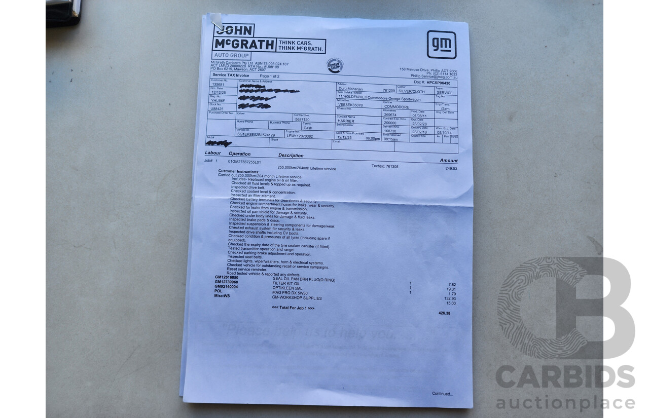 8/2011 Holden Commodore Omega VE II 4d Sportwagon Silver 3.0L