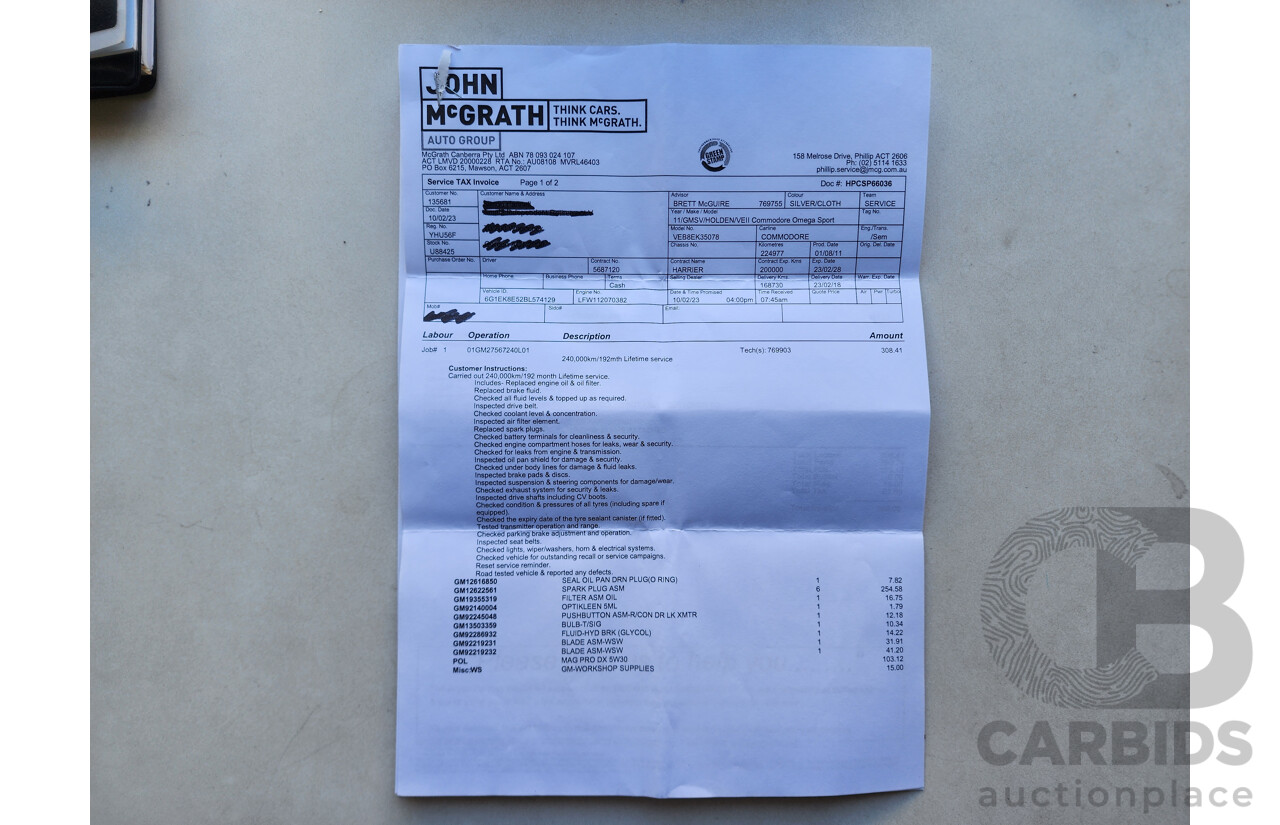 8/2011 Holden Commodore Omega VE II 4d Sportwagon Silver 3.0L