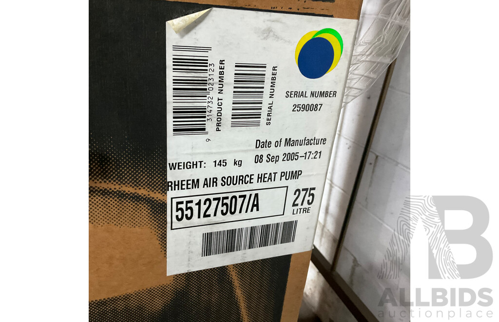 Rheem Air Sourced Outdoor Heat Pump 275L - 55127507/A