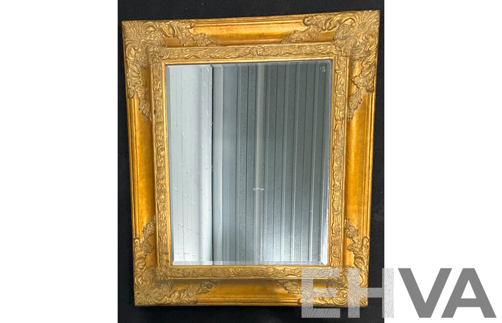 Burnished Gilt Gesso Framed Bevelled Wall Mirror