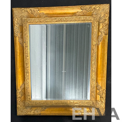 Burnished Gilt Gesso Framed Bevelled Wall Mirror