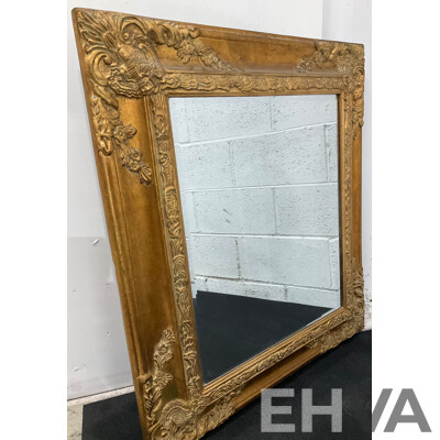 Burnished Gilt Gesso Framed Bevelled Wall Mirror