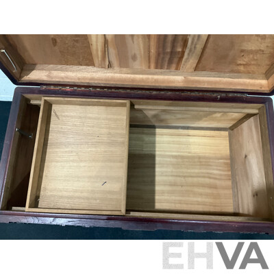 Large Antique Chinese Carved and Inlaid Wooden Chest