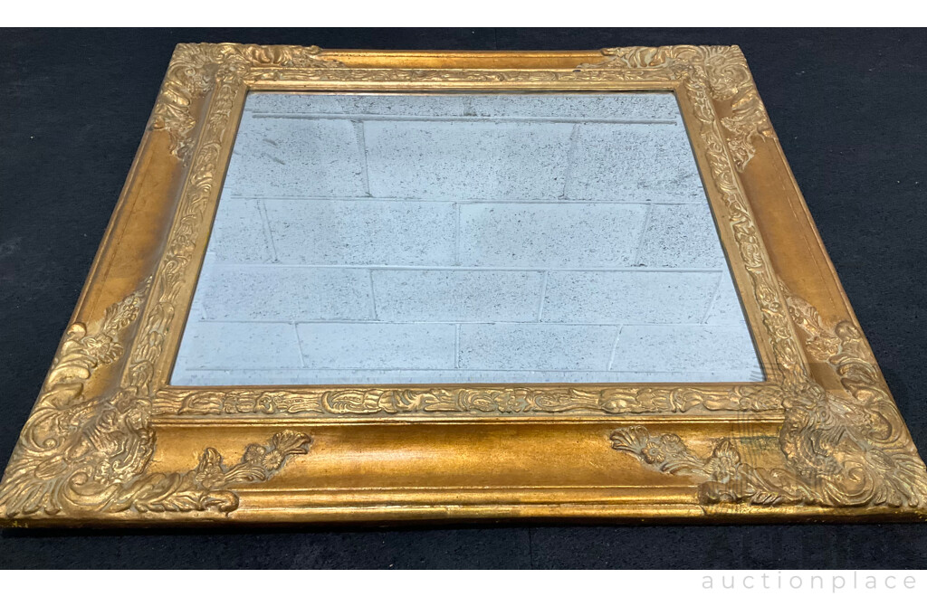 Burnished Gilt Gesso Framed Bevelled Wall Mirror