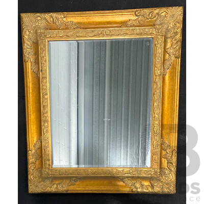 Burnished Gilt Gesso Framed Bevelled Wall Mirror