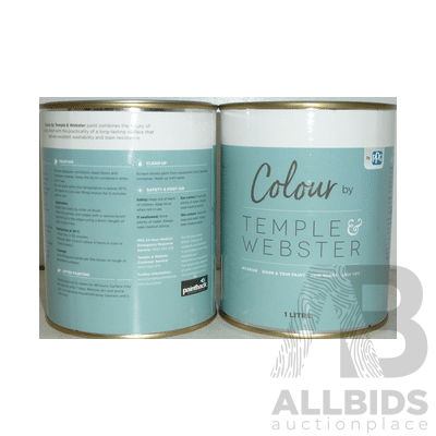 Temple & Webster Semi Gloss Interior Light Base Door and Trim Paint - White - 1 Litre Tins - Lot of 6