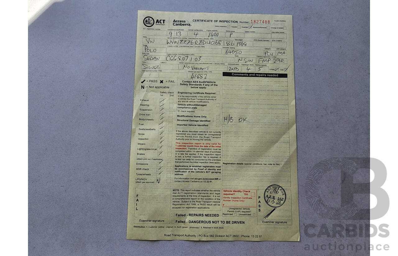 9/2013 Volkswagen Polo Trendline 6R MY14 5d Hatchback Silver 1.4L