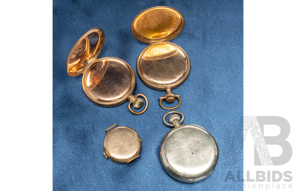 Vintage Pocket Watches and Watch Face (Not Working) - Lot of 4