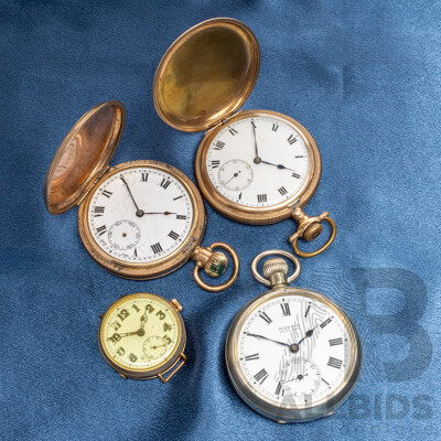 Vintage Pocket Watches and Watch Face (Not Working) - Lot of 4