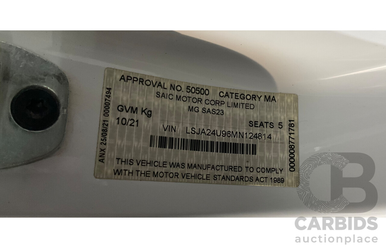 10/2021 MG HS Core (FWD) SAS23 MY21 4d Wagon York White Turbo1.5L