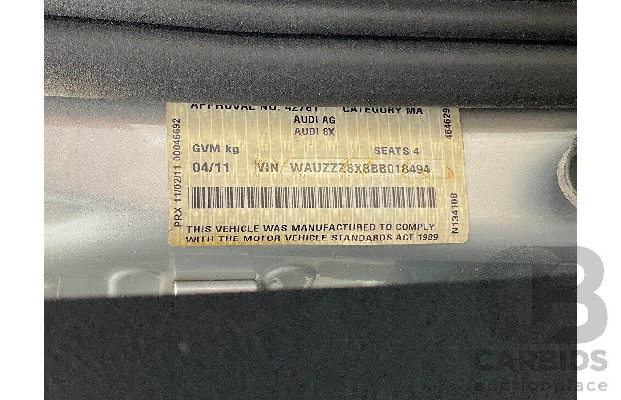 4/2011 Audi A1 1.4 TFSI Ambition 8X 3d Hatchback Silver Turbo 1.4L