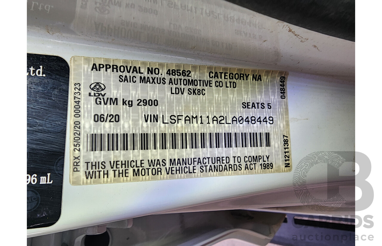 6/2020 LDV T60 Trail Rider 2 (4x4) Dual cab ute White 2.0L