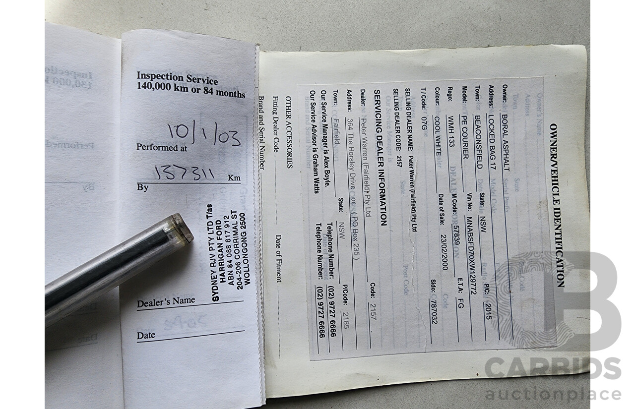 1/2000 Ford Courier XL PE Crew Cab P/Up White 2.6L