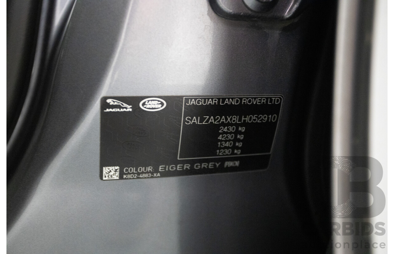 11/2019 Land Rover Range Rover Evoque P250 R-DYNAMIC S (183kW) AWD L551 MY20.25 4D Wagon Eiger Grey Metallic Tubro 2.0L
