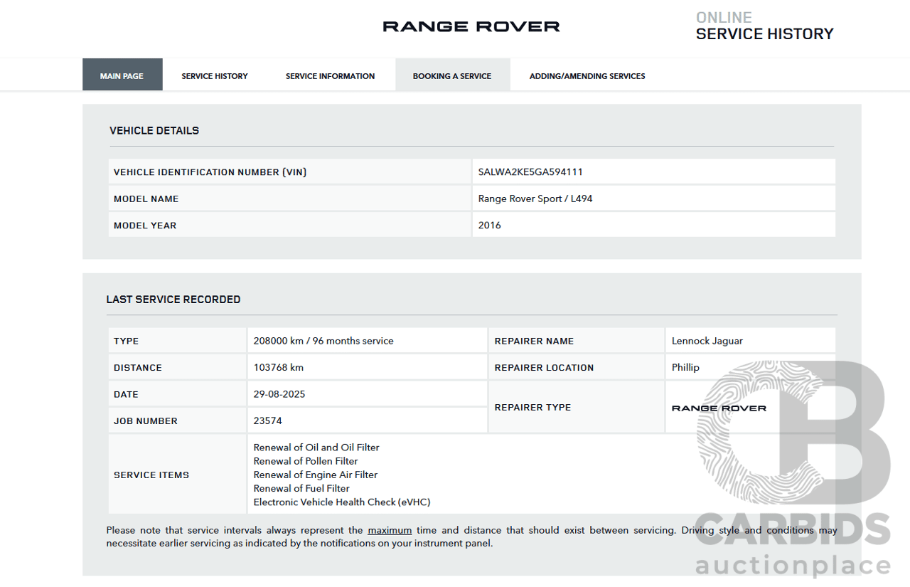 06/2016 Range Rover Range Rover Sport 3.0 TDV6 SE (AWD) LW MY16 4D Wagon Polaris White Turbo Diesel 3.0L