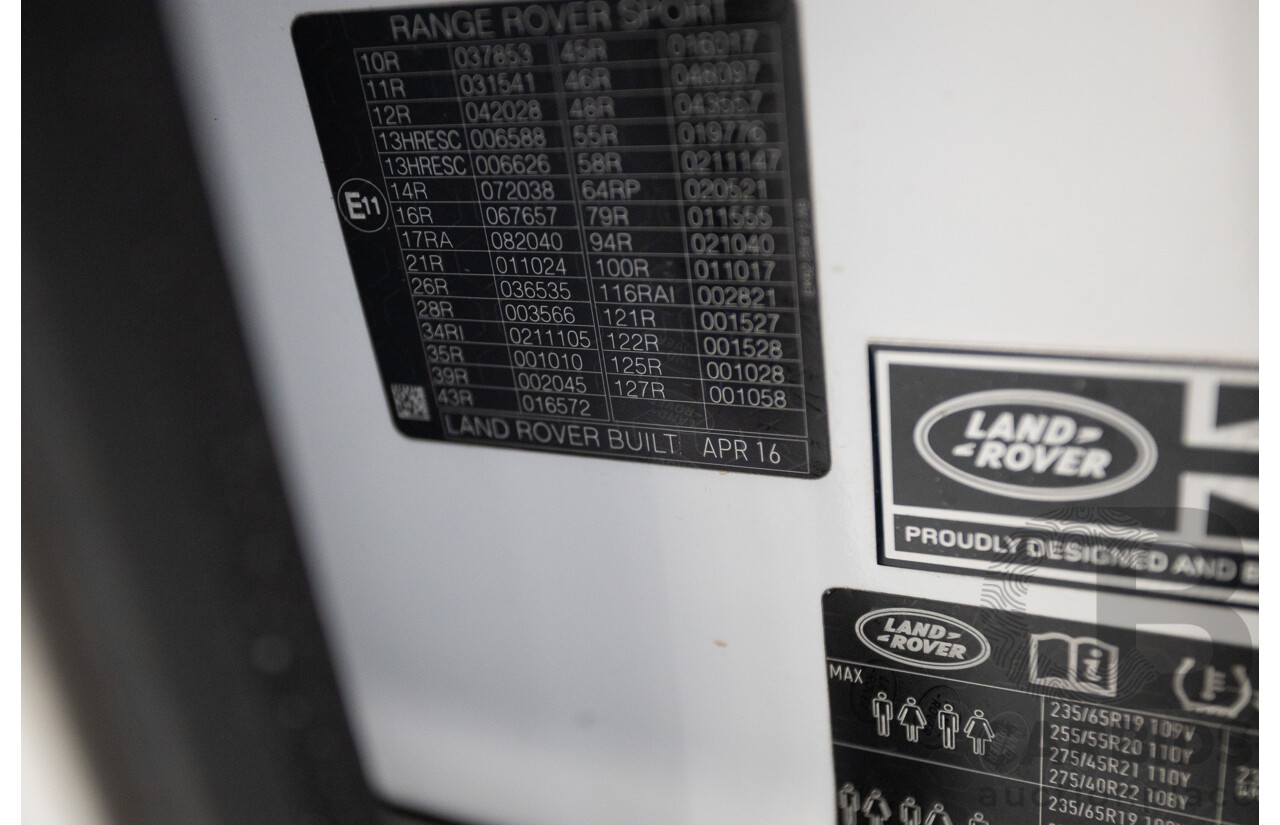 06/2016 Range Rover Range Rover Sport 3.0 TDV6 SE (AWD) LW MY16 4D Wagon Polaris White Turbo Diesel 3.0L