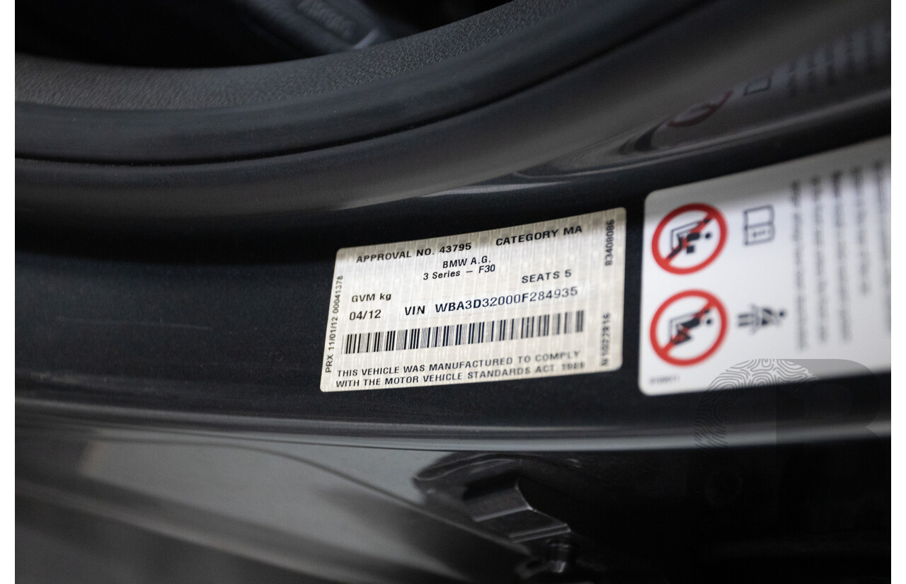 04/2012 BMW 320d Lifestyle E90 MY11 4D Sedan Space Grey Metallic Turbo Diesel 2.0L