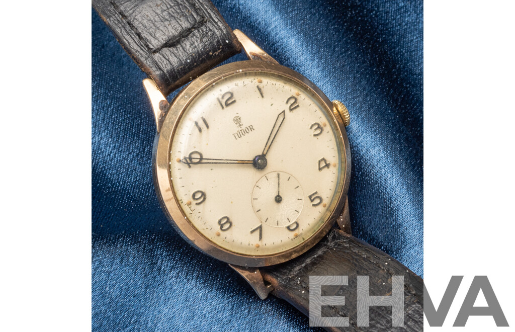 Vintage Tudor 9ct Gold Wristwatch (Rolex Sister Brand) British Railways Presentation in Working Condition