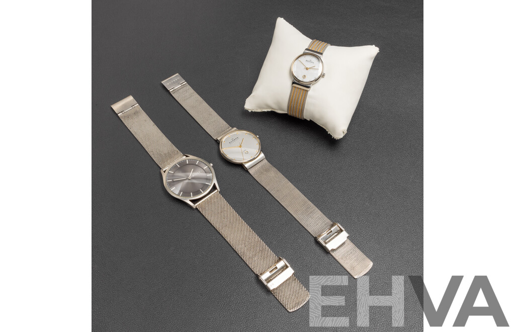 Collection of Men's and Ladies' Skagen Watches - Lot of 3