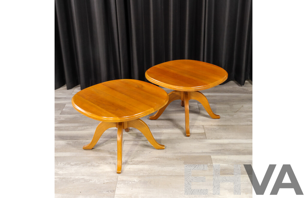 Pair of Modern Timber Pedestal Side Tables