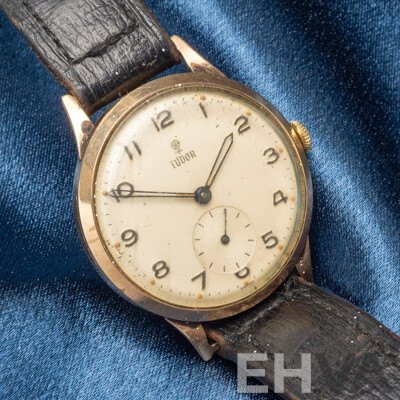 Vintage Tudor 9ct Gold Wristwatch (Rolex Sister Brand) British Railways Presentation in Working Condition
