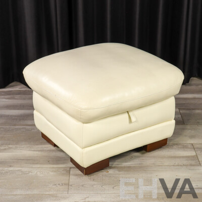 Leather Ottoman with Lift Top Storage