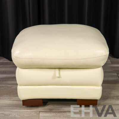 Leather Ottoman with Lift Top Storage