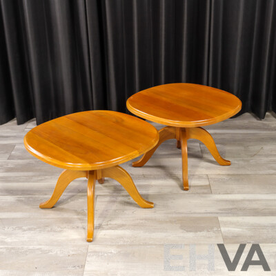 Pair of Modern Timber Pedestal Side Tables