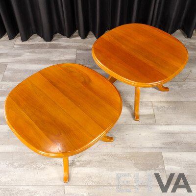 Pair of Modern Timber Pedestal Side Tables