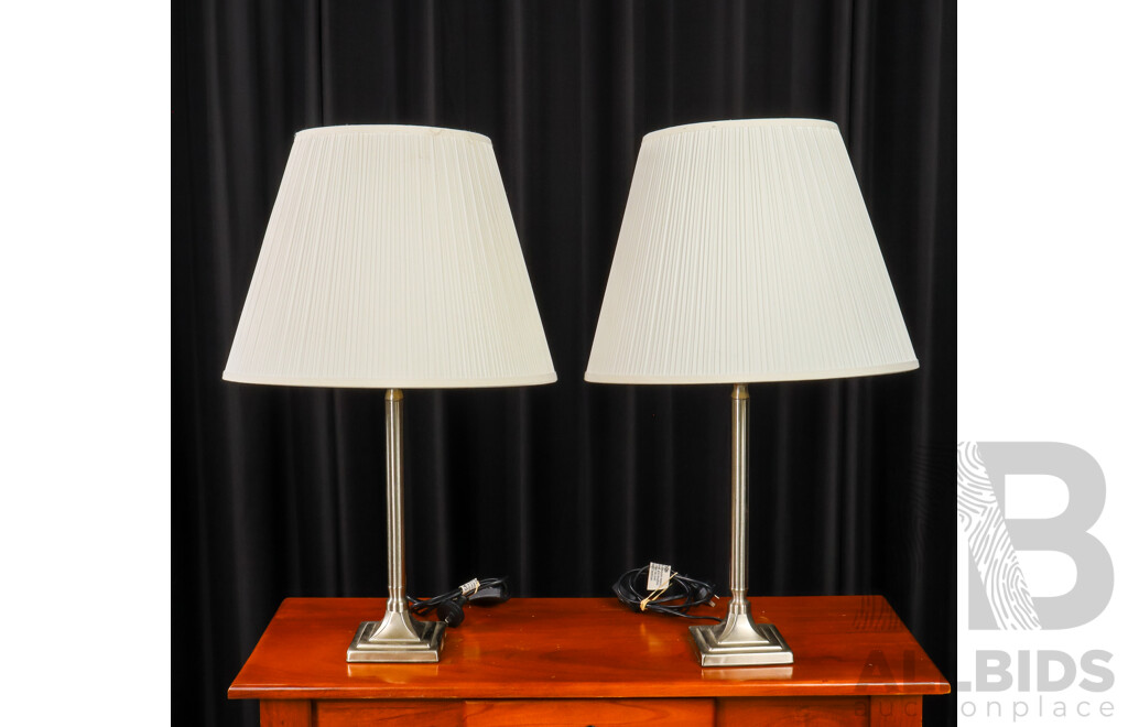 Pair of Chrome Table Lamps