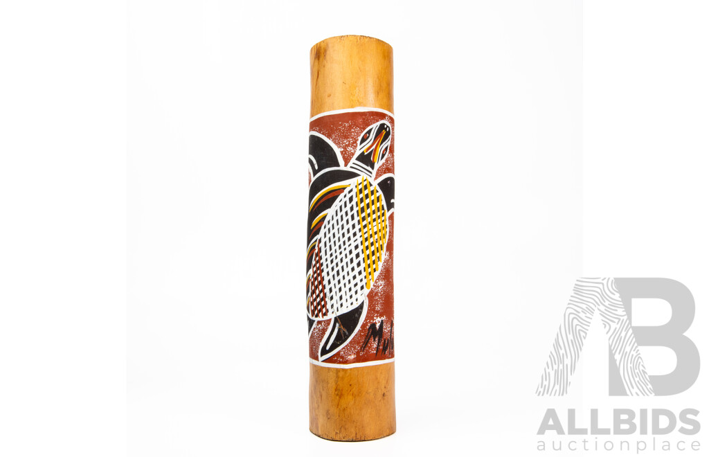 Jack, (20th Century, Indigenous-Australian), Spirit Turtle, Vintage Travel Didgeridoo, Wood and Natural Pigments, 25 cm (length)