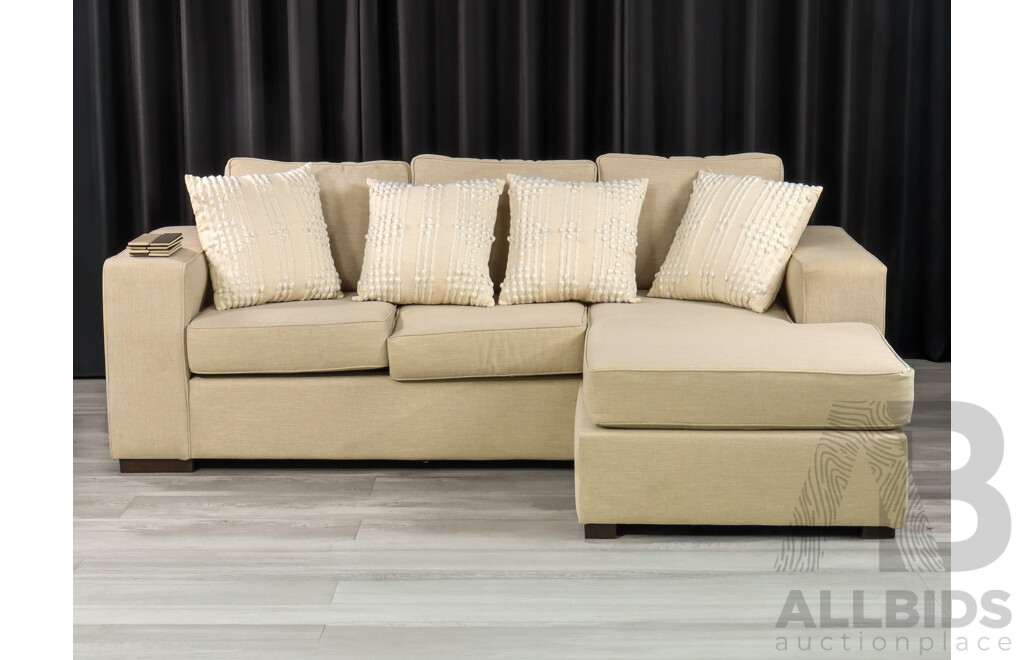 Large Fabric L Shaped Lounge Suite with Ottoman