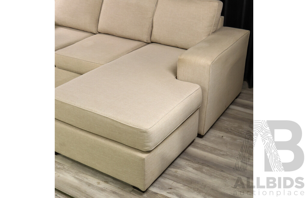 Large Fabric L Shaped Lounge Suite with Ottoman